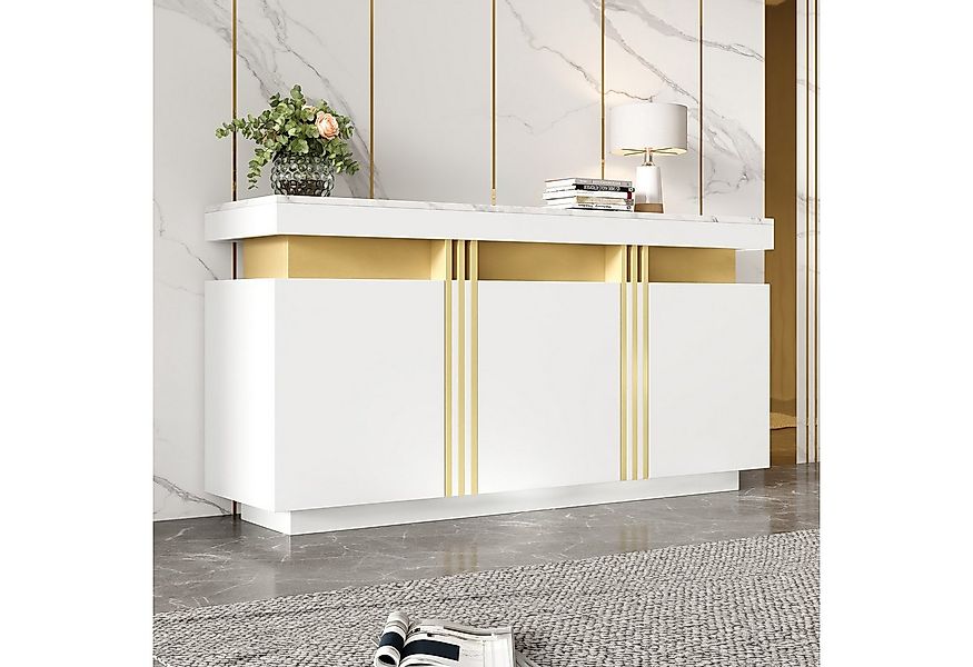 Merax Sideboard Aufbewahrungsschrank Anrichte mit Marmoroptik (1 St., 140x3 günstig online kaufen