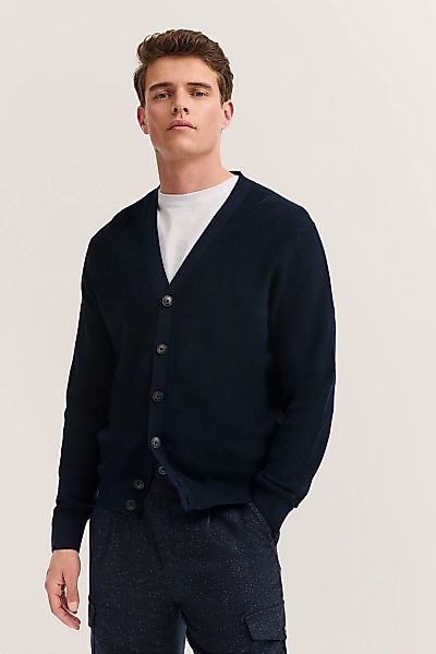 bugatti Cardigan "Regular Fit", mit V-Ausschnitt und Ripp-Struktur günstig online kaufen