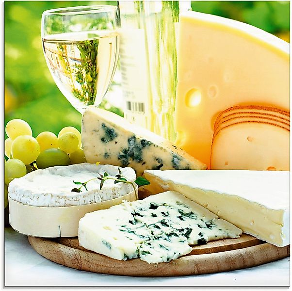 Artland Glasbild Käse & Wein, Lebensmittel günstig online kaufen