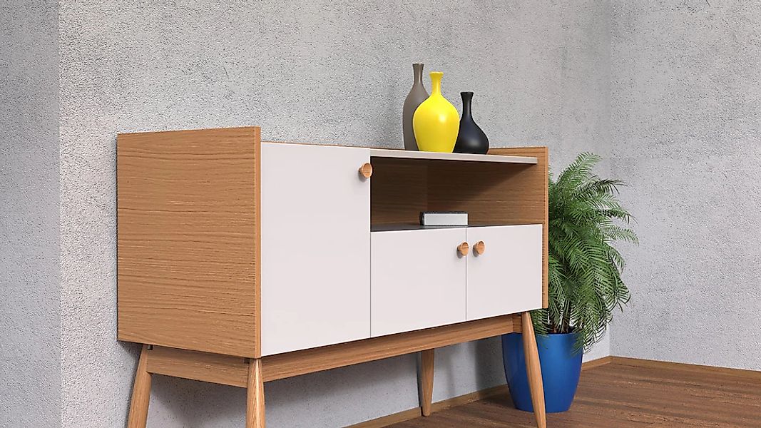 Woodman Sideboard, Kommode im angesagten skandinavischen Look, Breite 115 c günstig online kaufen