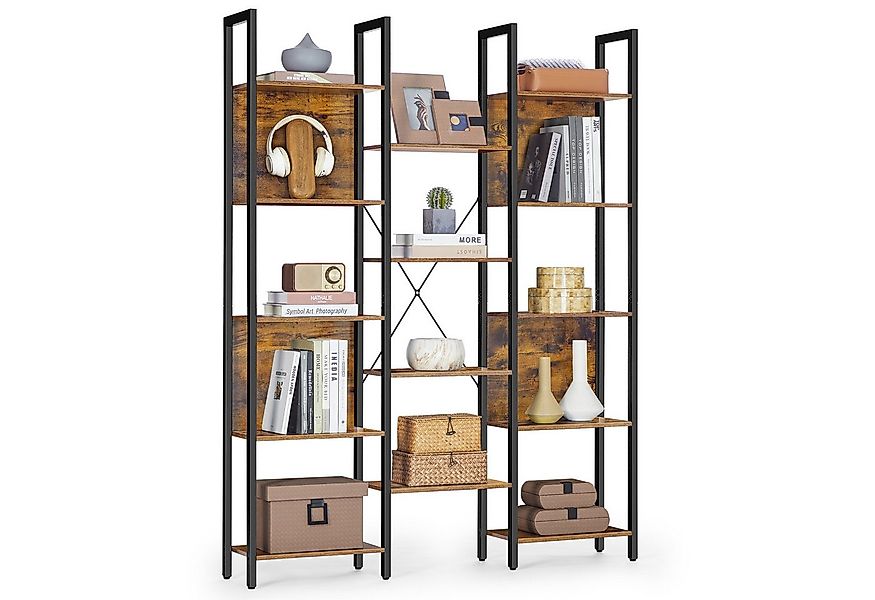 VASAGLE Bücherregal, mit 14 Ablagen, Regal mit Metallrahmen, für Wohnzimmer günstig online kaufen