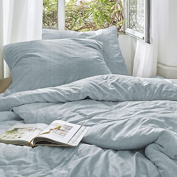 Irisette Seersucker Bettwäsche Easy 8514-20 Streifen Blau 135x200 günstig online kaufen