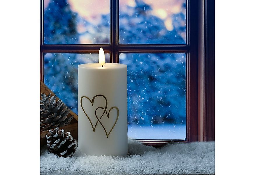 MARELIDA LED-Kerze Herz für Innen/Außen Grabkerze H: 15cm D:7cm outdoor Tim günstig online kaufen