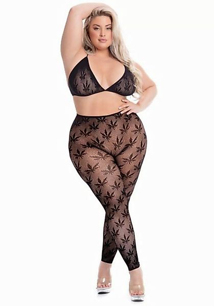 Pink Lipstick Lingerie Top & Leggings Plus Size Set: BH und Leggings mit Ha günstig online kaufen