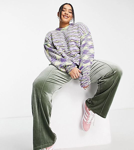 ASOS DESIGN Curve – Kastiger Pullover mit Space-Dye-Färbung-Bunt günstig online kaufen