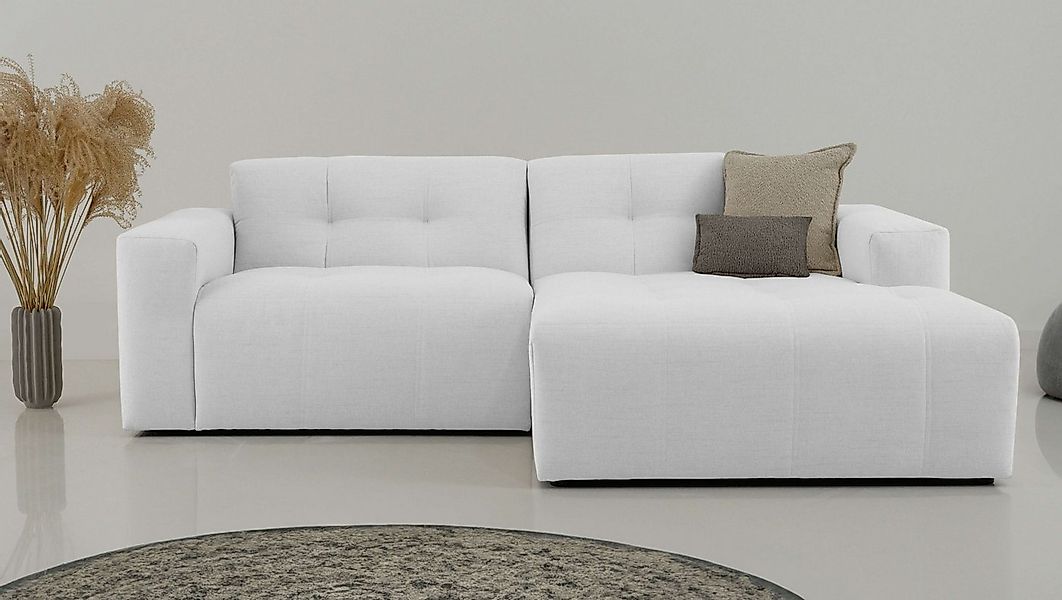 INOSIGN Ecksofa "Tapley", Breite 221 cm, L-Form, Struktur, mit Knopfsteppun günstig online kaufen