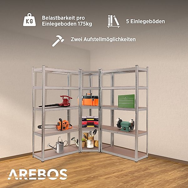 Arebos Schwerlastregal, Eckregal 180 x 90 günstig online kaufen