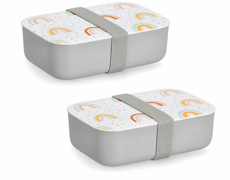 Zeller Present Lunchbox "Rainbow" Set, 2 tlg. Regenbogen Muster günstig online kaufen