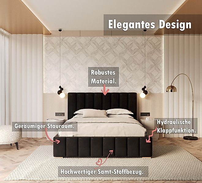 thematys Polsterbett Bett Stauraumbett Velours 90x200, 120x200, 140x200, 16 günstig online kaufen