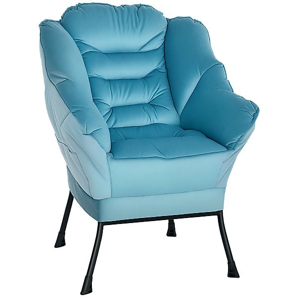 HOMCOM Sessel mit Seitentasche Polyester Blau 80L x 78B x 100H cm günstig online kaufen