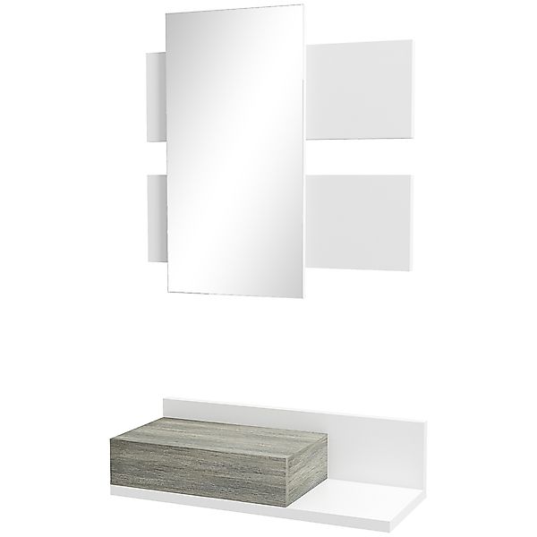 HOMCOM Eingangsmöbel 2 in 1 mit Wandspiegel 75x3,5x75 cm und Schublade 75x3 günstig online kaufen