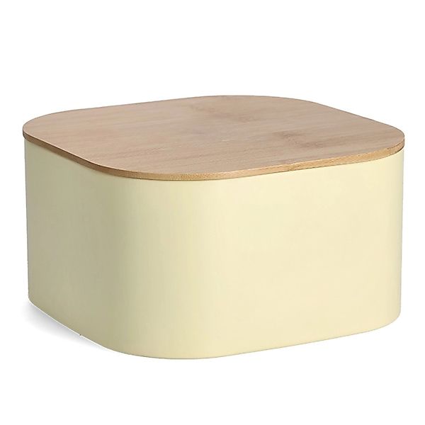 Zeller Brotkasten Metall mit Bambusdeckel 14,5 cm x 26,5 cm x 26,5 cm Gelb günstig online kaufen