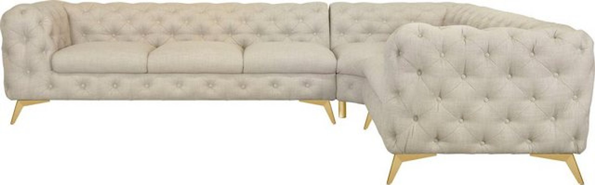 Leonique Chesterfield-Sofa "Ecksofa GLYNIS L-Form mit Wellenunterfederung, günstig online kaufen