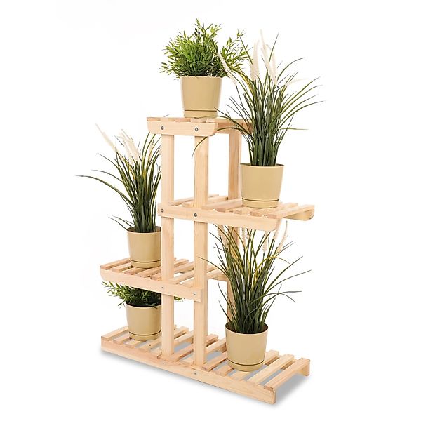 PROREGAL Blumenständer FLORACK HxBxT 82x68x25cm 5 Ablagen Kieferholz Natur günstig online kaufen