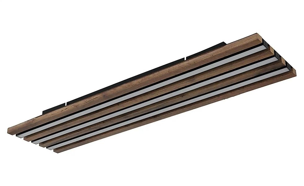 LED-Deckenlampe Hayden, Länge 80 cm, schwarz/holz dunkel günstig online kaufen