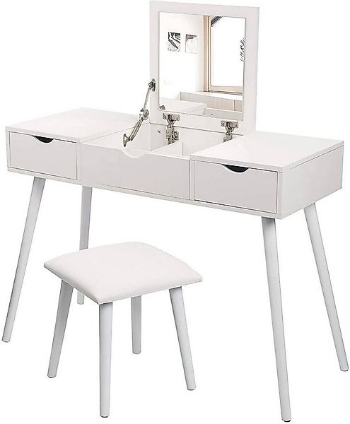 EUGAD Schminktisch (1-St), mit Hocker, Aufklappbarem Spiegel, 2 Schubladen günstig online kaufen