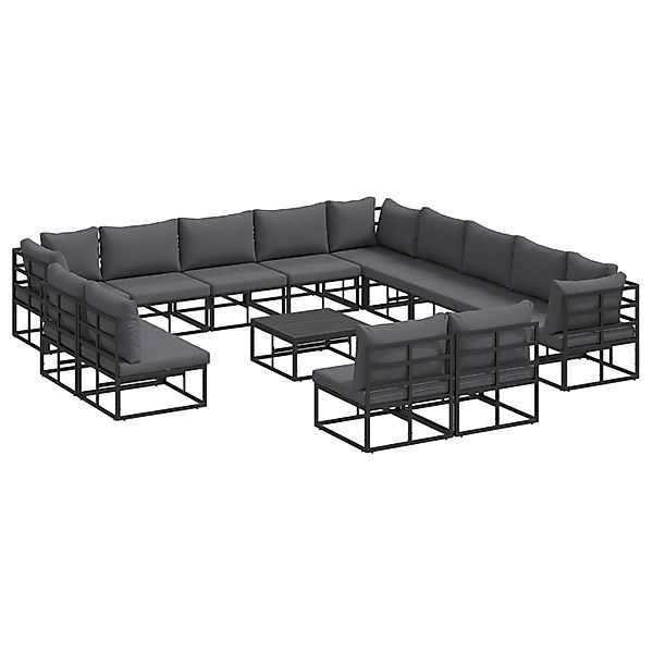 vidaXL Garten-Sofa-Set mit Kissen 14-Tlg Schwarz Aluminium 3378931 günstig online kaufen