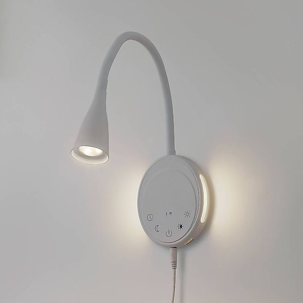 Lindby LED-Leseleuchte Zayna, weiß, CCT, USB, dimmbar, Timer günstig online kaufen