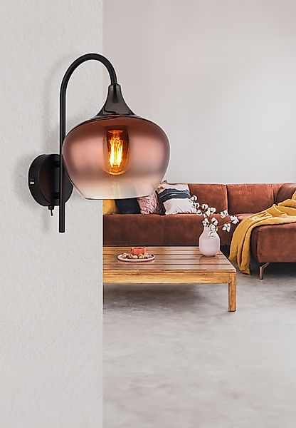 GLOBO LIGHTING Wandleuchte »MAXY« E27 1 Stk. Wandlampe Glas kupferfarben kl günstig online kaufen