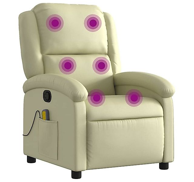 vidaXL Sessel Massagesessel Relaxsessel Echtleder Creme (1-St) günstig online kaufen