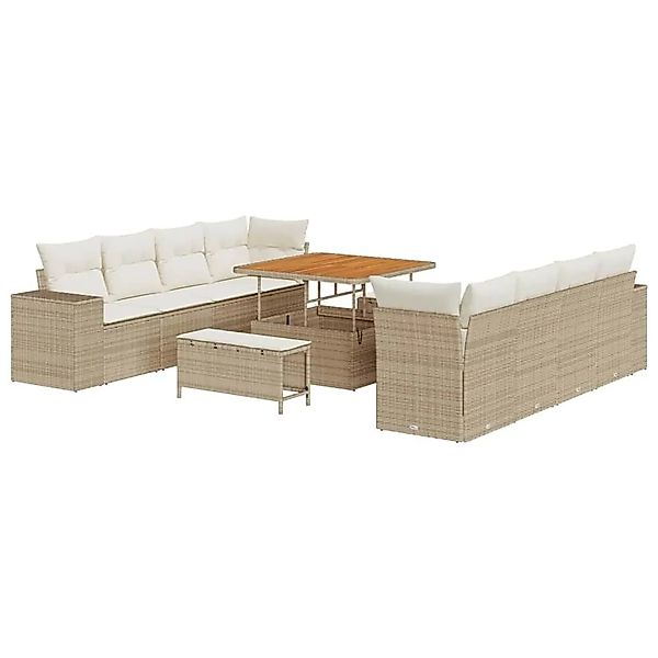vidaXL Gartensofa-set mit Kissen 11-Tlg Beige und Creme Poly-Rattan 3363936 günstig online kaufen