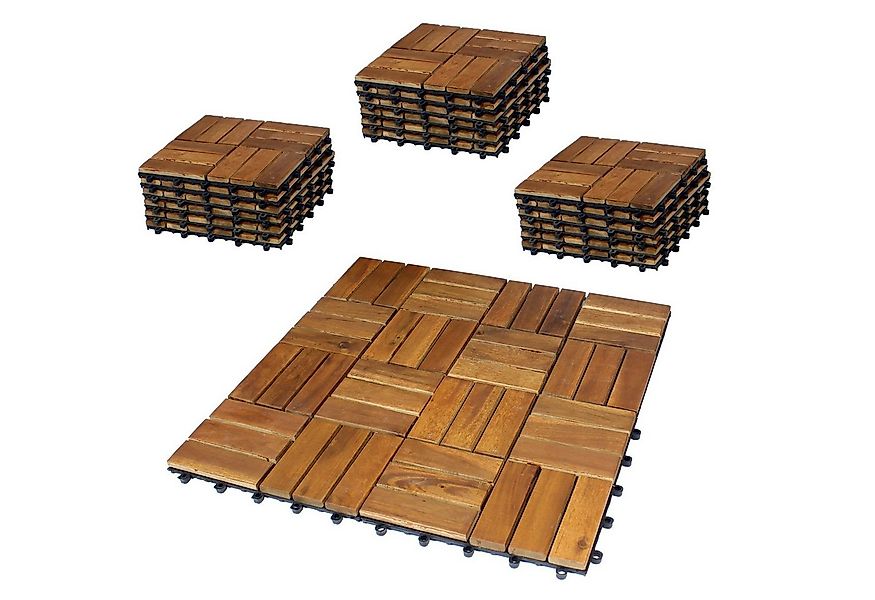 BigDean Holzfliesen 33x für Balkon 30x30cm 3qm Akazie Klicksystem Balkonfli günstig online kaufen