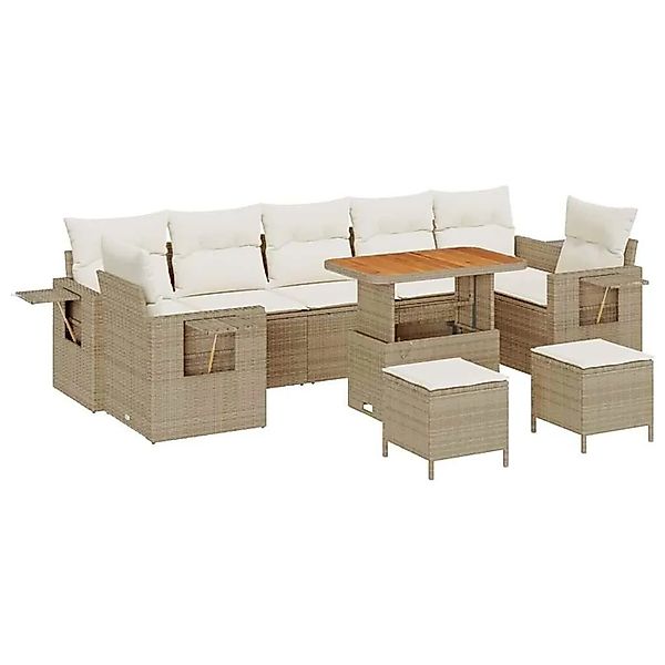 vidaXL Gartensofa-set mit Kissen 13-Tlg Beige und Creme Poly-Rattan 3363681 günstig online kaufen