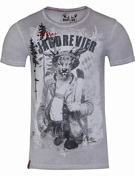 MarJo T-Shirt Herren Trachtenshirt 'Eberhard' mit Hirschmotiv günstig online kaufen