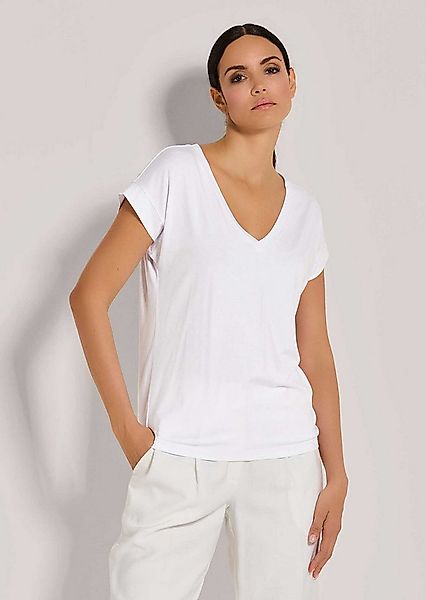 MADELEINE Kurzarmshirt Zeitloses Blusenshirt mit V-Ausschnitt Lässiges Basi günstig online kaufen