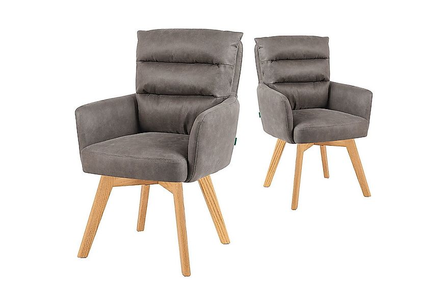 DUBI Möbel Polsterstuhl Mika-Juna 2er-Set, Federkern, Eiche geölt, 360° dre günstig online kaufen