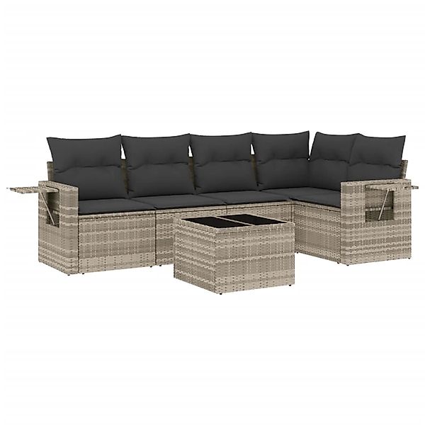vidaXL 6-Tlg Garten-Sofagarnitur mit Kissen Hellgrau Poly Rattan 3252479 günstig online kaufen