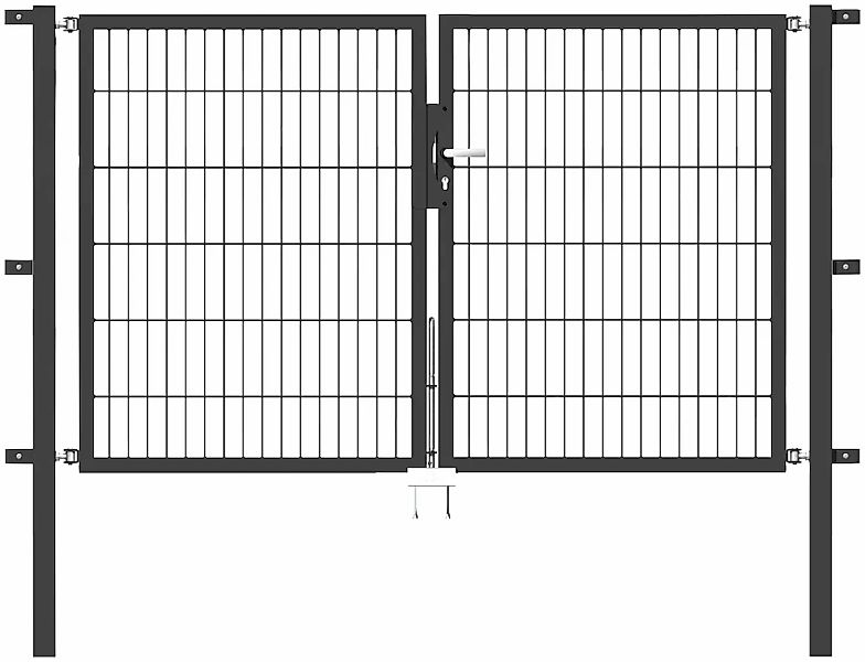 Metallzaun Doppeltor für Doppelstabmatte Anthrazit z. Einbeton. 140 cm x 25 günstig online kaufen