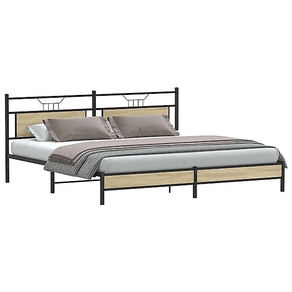 vidaXL Metallbett ohne Matratze Sonoma-Eiche 200x200 cm 3325119 günstig online kaufen