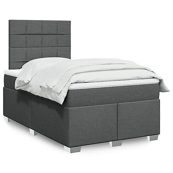 vidaXL Boxspringbett, Boxspringbett mit Matratze Dunkelgrau 120x190 cm Stof günstig online kaufen