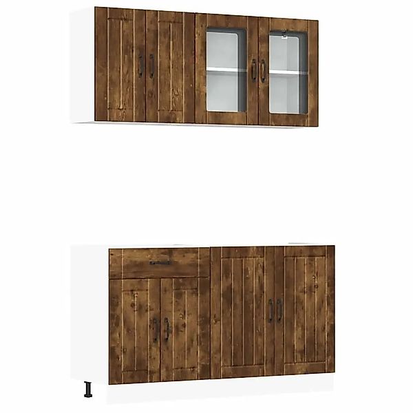 vidaXL 4 Tlg Küchenschrank-Set Lucca Räuchereiche Holzwerkstoff 3314866 günstig online kaufen