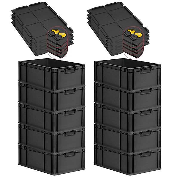 PROREGAL SuperSparSet 10x Eurobox Nextgen Grip Mit Scharnierdeckel Und Gelb günstig online kaufen