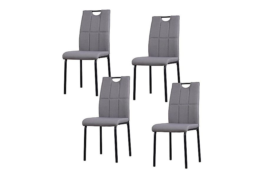 HTI-Living Polsterstuhl Esszimmerstuhl Denton Webstoff Hellgrau 4er-Set (Se günstig online kaufen