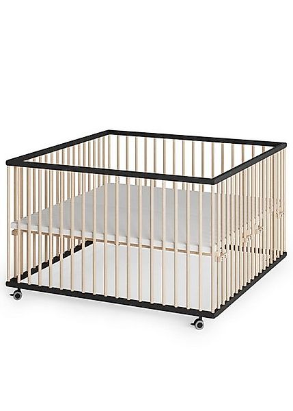 Sämann Babybett Laufgitter 120x120 cm schwarz/natur Premium Kollektion Lauf günstig online kaufen