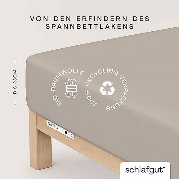 Schlafgut Spannbettlaken "CASUAL Bettlaken 100% gekämmte Bio-Baumwolle, 150 günstig online kaufen