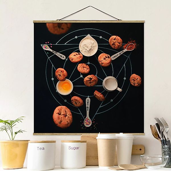 Stoffbild Küche mit Posterleisten - Quadrat Alchemie des Backens günstig online kaufen