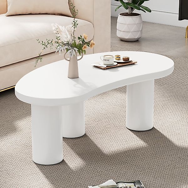 Couchtisch, MDF Tischplatte modern Künstlerischer Halbmond PVC-Beine Filzun günstig online kaufen