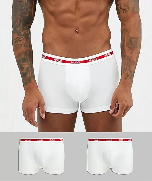 HUGO – Bodywear – 2er-Pack Unterhosen mit Logobund in Weiß günstig online kaufen