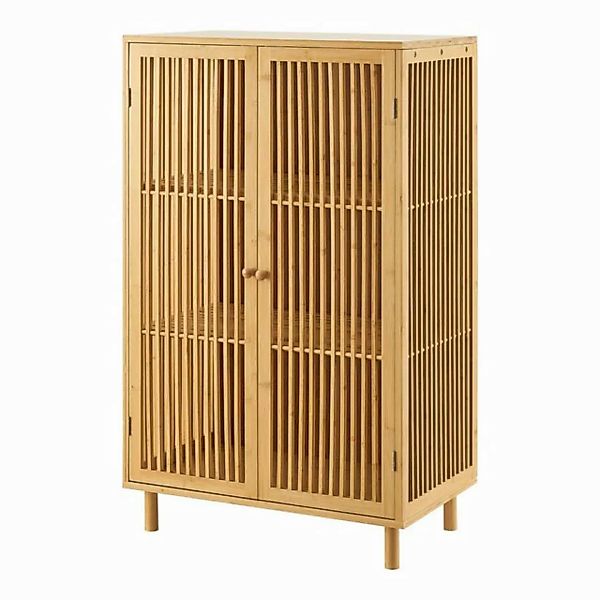 en.casa Beistellschrank »Grong« mit 3 Ablagen Bambus 110 x 66 x 40 cm günstig online kaufen