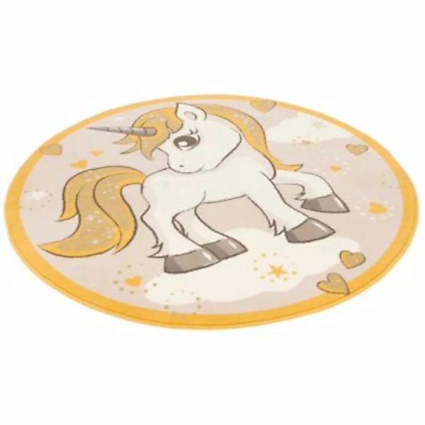 Pergamon Kinderteppich Samba Kids Rund Einhorn Teppiche beige/gelb Gr. 160 günstig online kaufen