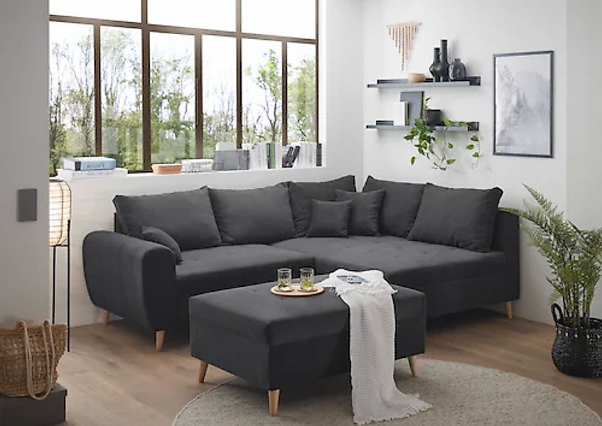 ED EXCITING DESIGN Ecksofa »Calanda L-Form«, mit Hocker & 3 Zierkissen günstig online kaufen