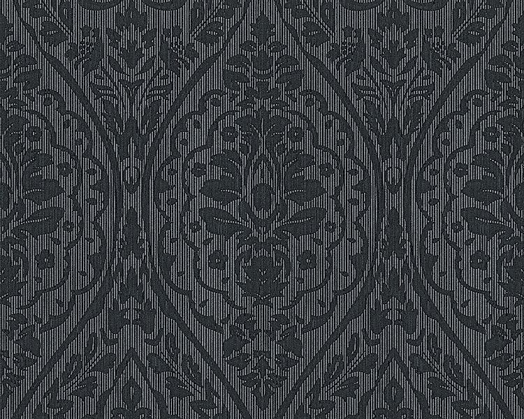 Bricoflor Schwarze Textiltapete Elegant Ornament Tapete Floral Ideal für Sc günstig online kaufen