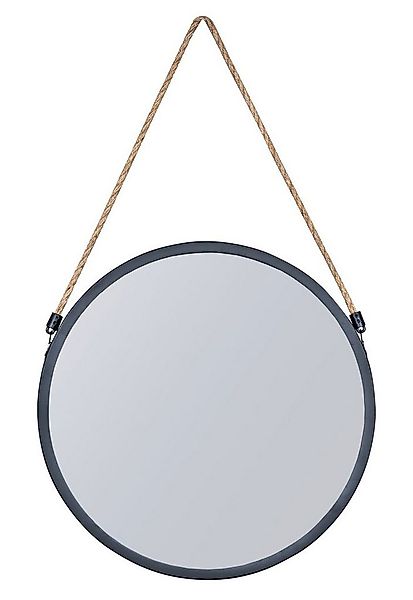 Levandeo® Wandspiegel, Spiegel 30cm Rund Schwarz Metall Jute Wandspiegel Fl günstig online kaufen