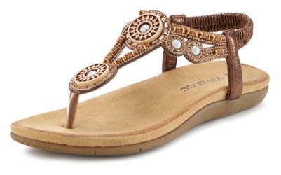 Vivance Zehentrenner Sandale, Sommerschuh, Pantolette mit Perlen und Steinc günstig online kaufen