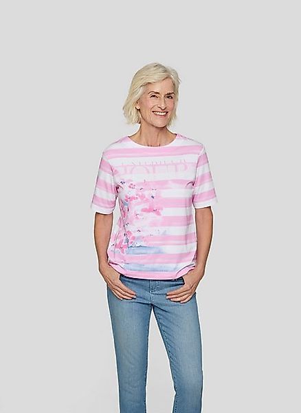 Rabe Rundhalsshirt mit Streifen und floralem Muster günstig online kaufen