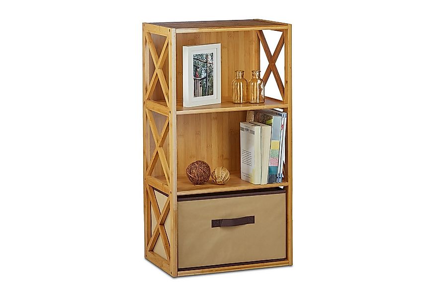 relaxdays Standregal Regal Bambus mit Korb, 3 günstig online kaufen
